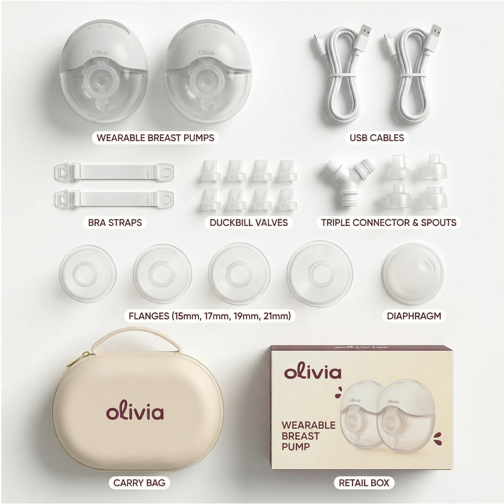 Olivia by Lolafo Wearable Breast Pump – Hands Free, Portable, Quiet Electric Pump with 12 Suction Levels.